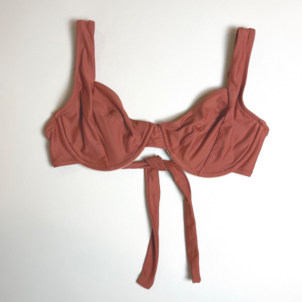 J.Crew Re-imagined Underwire Bikini Top 36D Rust Terracotta Cross Back NWOT